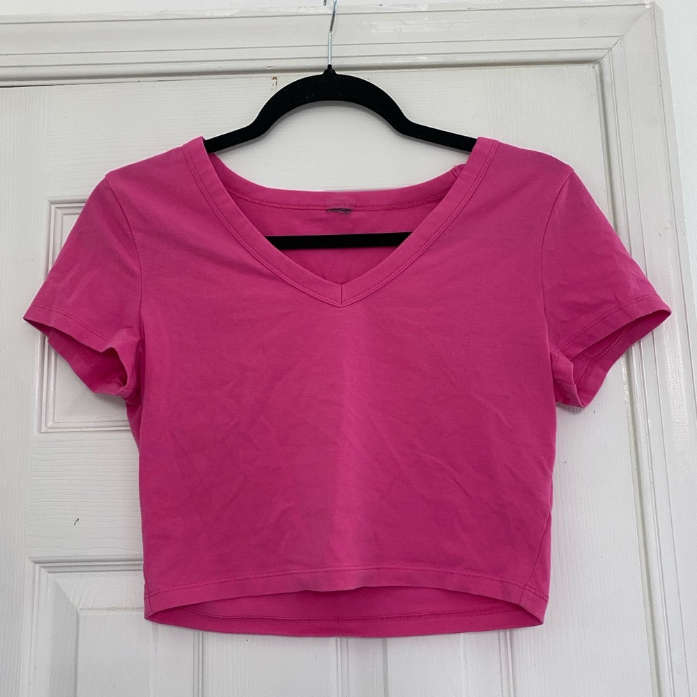 Wild Fable Pink V-Neck Crop Top